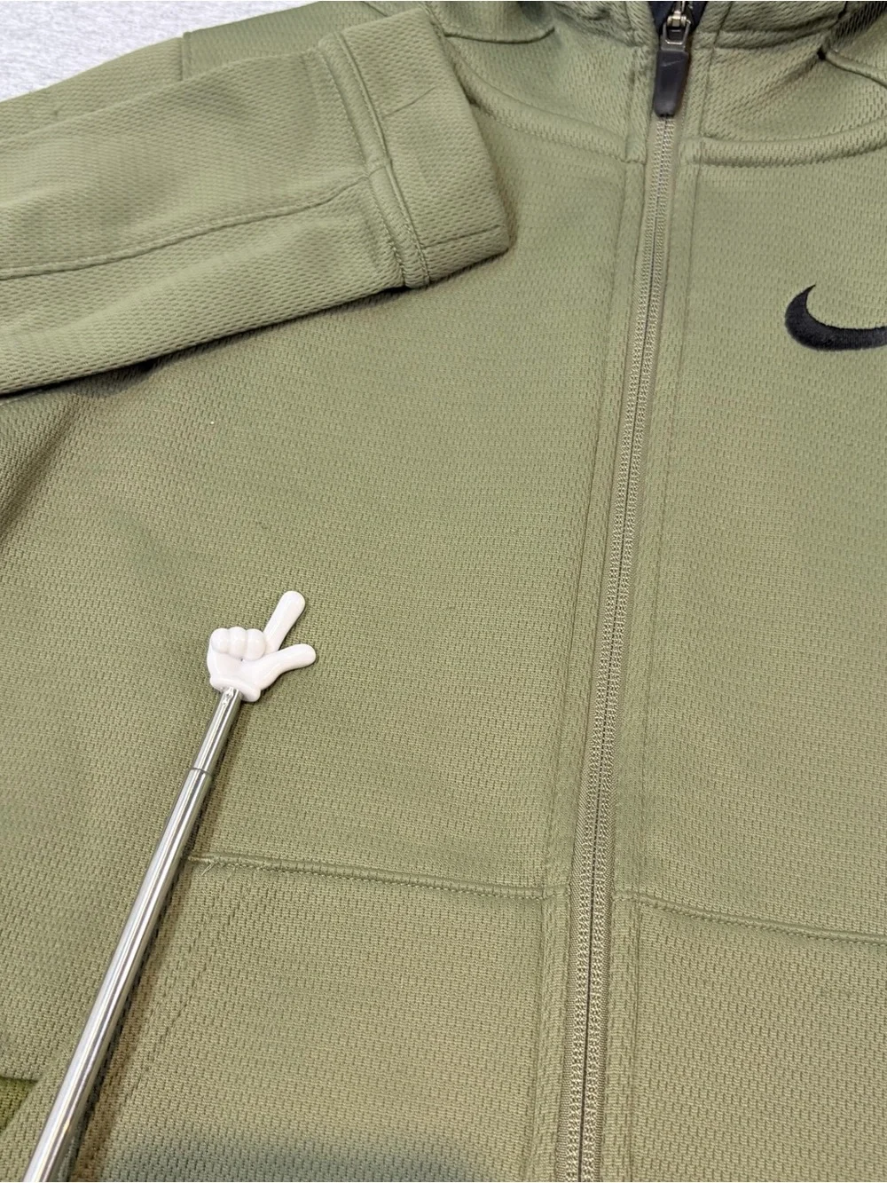 Nike Elite Youth M Green Solid Full Zip Hooded Hoodie Pockets Long Sleeve